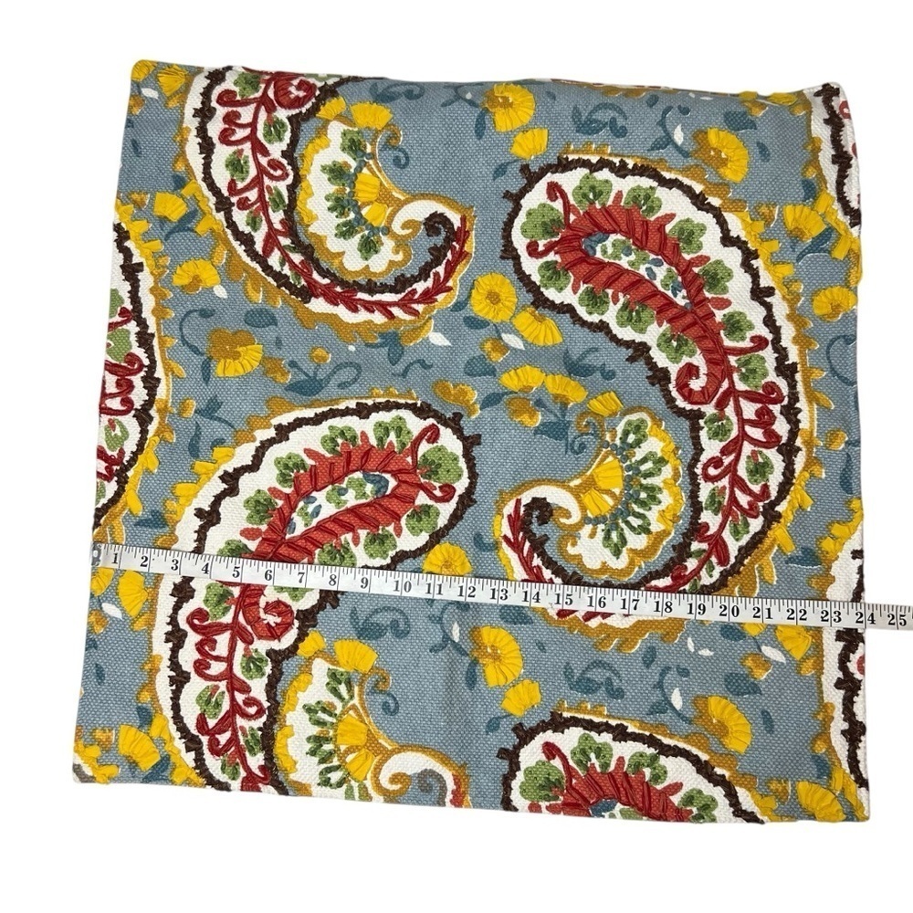 Pottery Barn Pillow Cover Paisley Embroidered Beaded Embellished Large 24”x24” - Picture 8 of 10